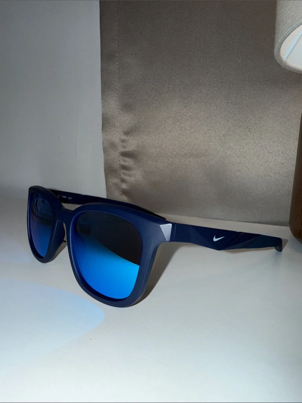 Nike Matte Navy Frame Sunglasses with Blue Mirrored Lenses